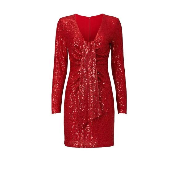One33 Social Women's Red Sequin Plunge Sheath Dress Size 6 - Picture 1 of 12